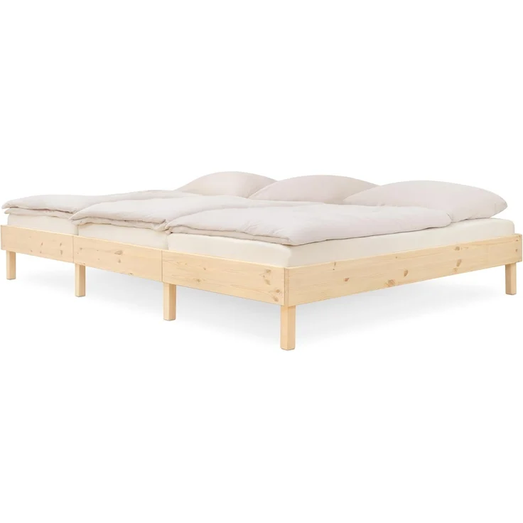 Ehrenkind Holzbett Plano, Modulares Familienbett, FSC® Zertifiziert (Familienbett, 270x200 cm, Kiefernholz naturbelassen, 2‑in‑1 Höhe (Bodenbett oder Standard), Modular und Höhenverstellbar – Bild 1