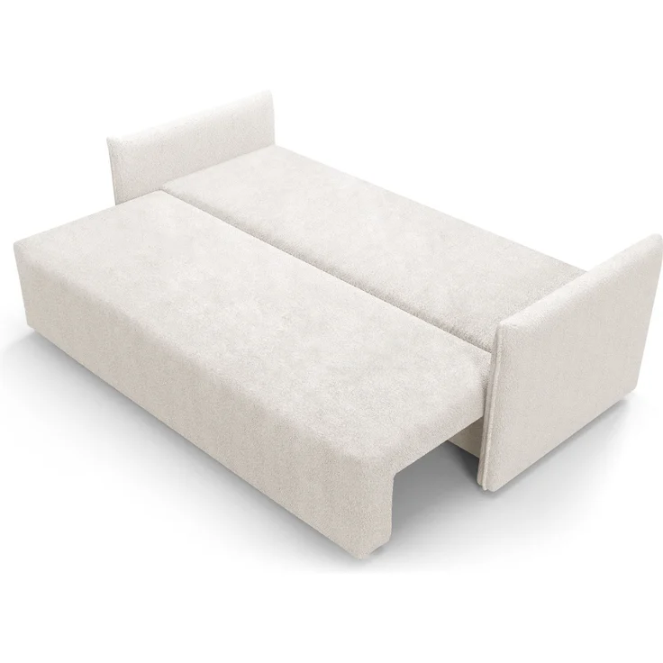 Wohnero 24 Bianca Premium Schlafsofa 207x93 cm mit Bettkasten & Schlaffunktion – 191x142 cm Liegefläche, 3-Sitzer Design Sofa - Weiss – Bild 5