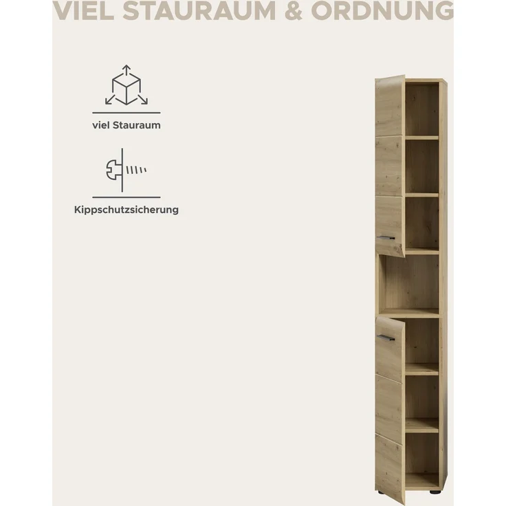 Hochschrank (B/H/T: 30x185x30 cm) in Artisan Oak Nachbildung und Artisan Oak Nachbildung – Bild 8