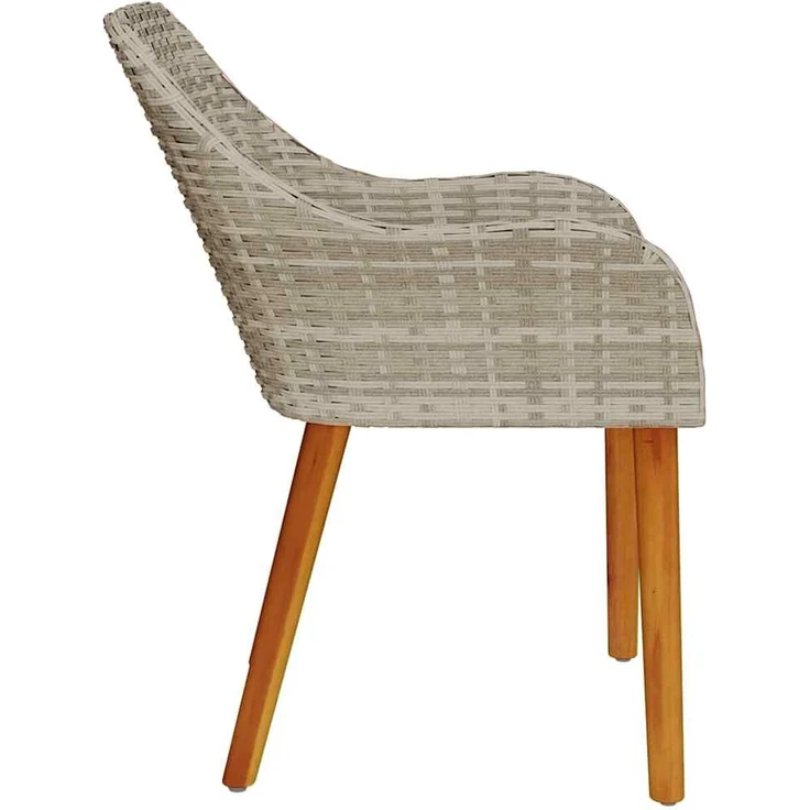 Gartenstuhl EGOS 2er Set Poly-Rattan 62,5x55x82 cm mit Polster Hellgrau | Gartenstuhl Rattan Outdoorstühle Balkonstühle – Bild 7