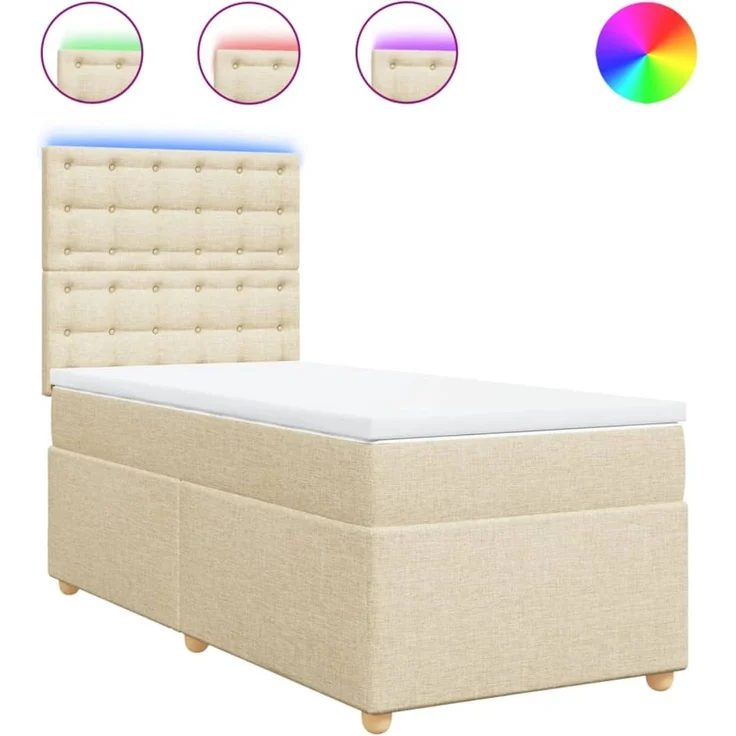 vidaXL Boxspringbett mit Matratze Creme 80x200 cm Stoff 3293426 – Bild 2