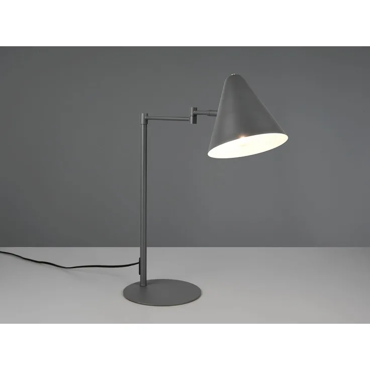 Retro LED Schreibtischleuchte mit Schwenkarm aus Metall Anthrazit, Höhe 50,5cm