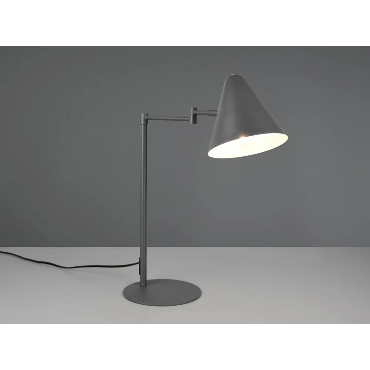 Retro LED Schreibtischleuchte mit Schwenkarm aus Metall Anthrazit, Höhe 50,5cm – Bild 1