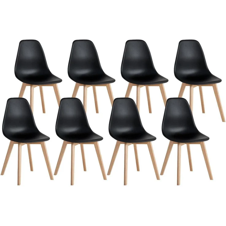 Esszimmerstühle Bürostühle 8er Set Buchenholzbeine Schwarz 8 Stühle – Bild 1