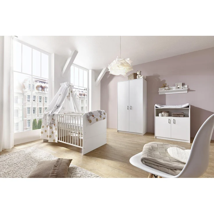 Schardt 11 518 02 00 Kinderzimmer 3 - teilig Classic White bestehend aus, Kombi - Kinderbett, 70x140 cm – Bild 1