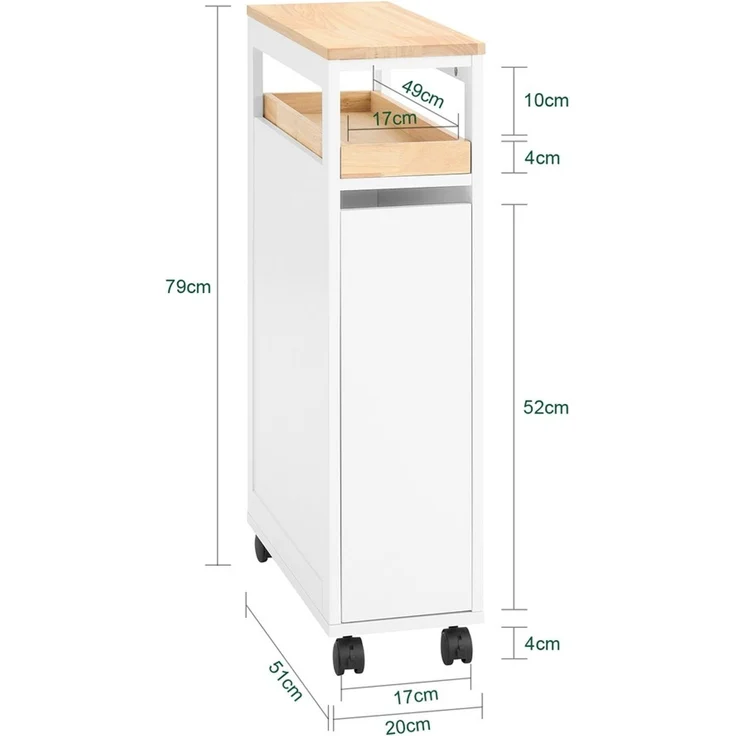 SoBuy NSR11-WN Toilettenschrank mit Toilettenpapierhalter, MDF, Lackiert, Weiß, 51 x 79 x 20 cm – Bild 3