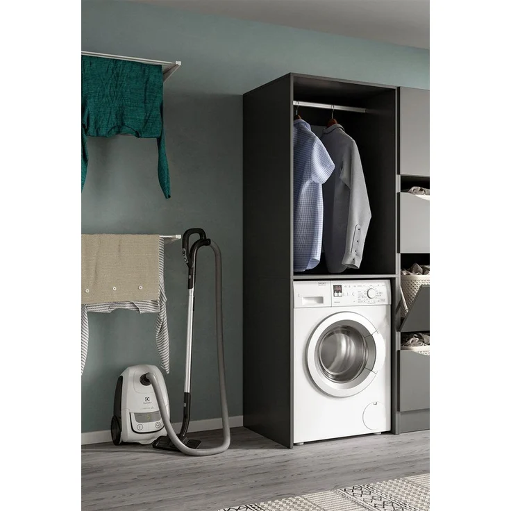 welltime Waschmaschinenumbauschrank FALAS, TOPSELLER, Höhe 195 cm, 1 Ablageboden, 1 Kleiderstange (1-St, in verschiedenen Farben erhältlich, für Waschmaschine & Trockner) Waschmaschine, Trockner, Waschmaschinenschrank, Umbauschrank, Wäsche – Bild 3