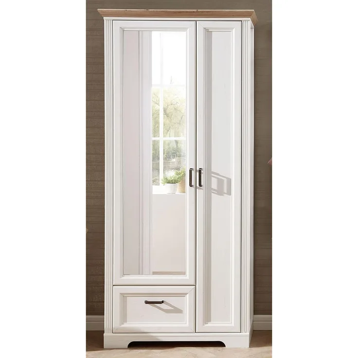 Garderobenschrank >Jasmin< in Pinie-Hell aus Metall - 93x204x41cm (BxHxT)