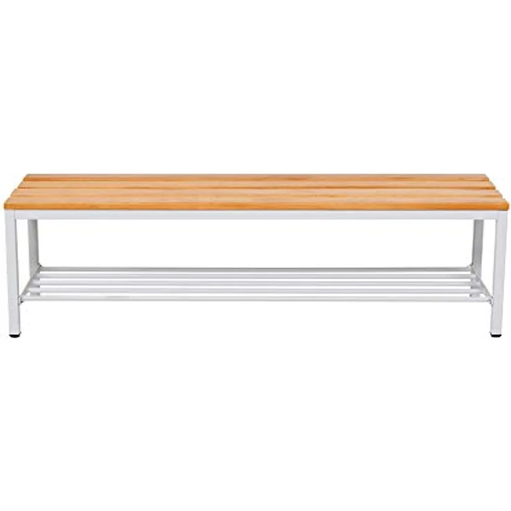 furni24 Bank Umkleidebank, Sitzbank für Umkleideräume mit Schuhrost BxHxT: 100 x 42 x 40 cm, Umkleidesitzbank, Umkleidebank, Garderobenbank, Sportbank, Bank mit Echtholz für Fitnessstudio – Bild 9