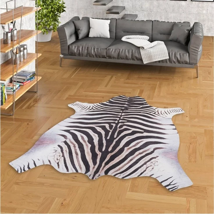 Pergamon Designteppich Kunstfaser Teppich Zebra, Rechteckig, Höhe: 7 mm – Bild 1