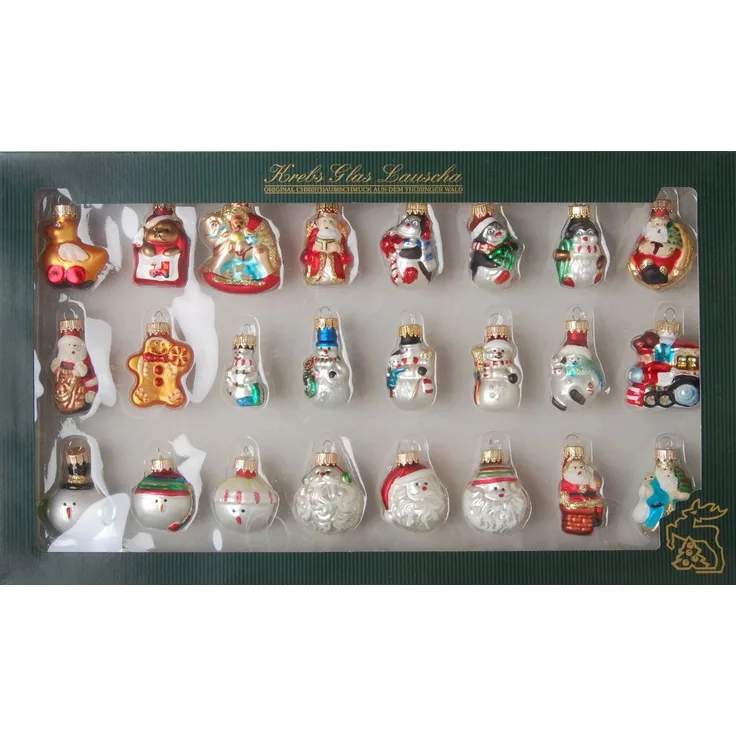 Krebs Glas Lauscha Christbaumschmuck Mini Glasfiguren - 24 verschiedene Figuren im weihnachtlichen Stil, hinreißende Dekoration für den Weihnachtsbaum - Ideal als Geschenk