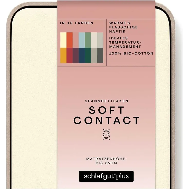 Schlafgut Spannbettlaken Soft Contact, Feinbiber, Gummizug: rundum, (1 Stück), 100% Bio Baumwolle