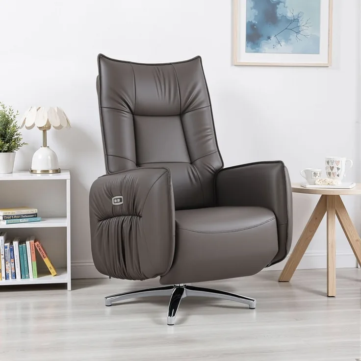 HOME NATURE WOHNKONZEPT Elektrischer Relaxsessel mit USB-Anschluss, elektrisch verstellbarer TV-Sessel mit Liegefunktion, Kunstleder Braun, bis 350 kg, FT9208