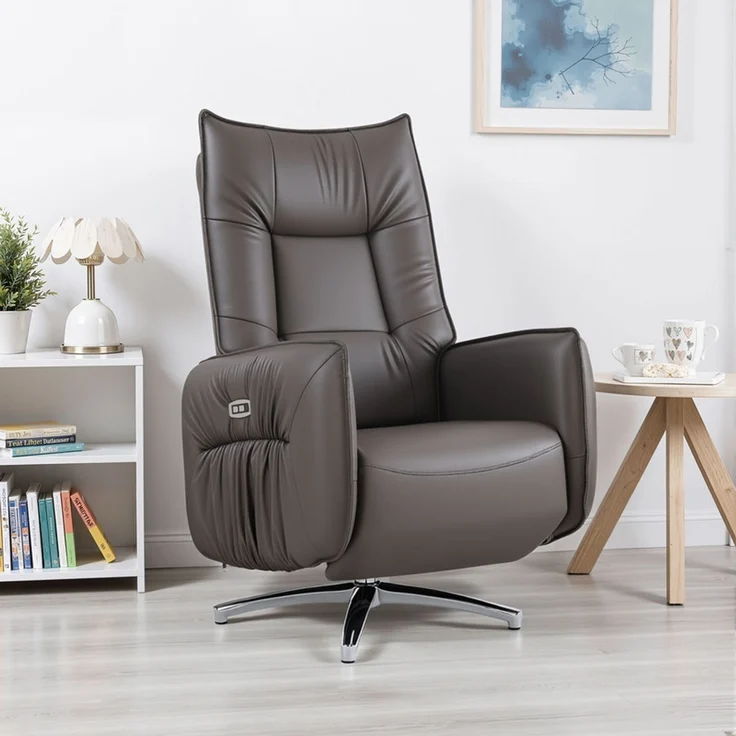 HOME NATURE WOHNKONZEPT Elektrischer Relaxsessel mit USB-Anschluss, elektrisch verstellbarer TV-Sessel mit Liegefunktion, Kunstleder Braun, bis 350 kg, FT9208 – Bild 1