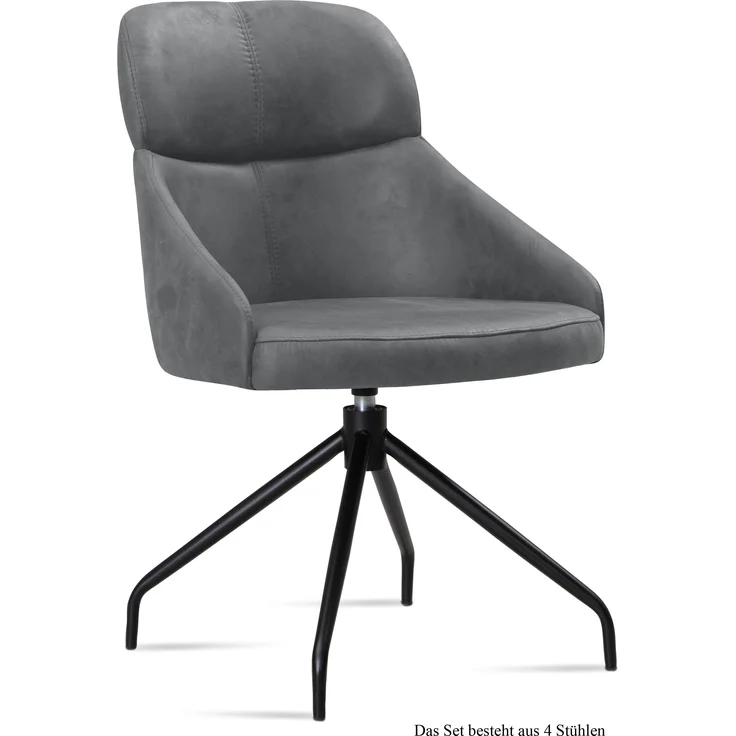 Esszimmerstuhl drehbar (4er-Set) Dorian 52x82x63 Schwarz/Grau