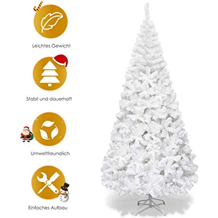 COSTWAY Künstlicher Weihnachtsbaum, 210cm, 950 PVC Nadeln, mit Metallständer – Bild 7