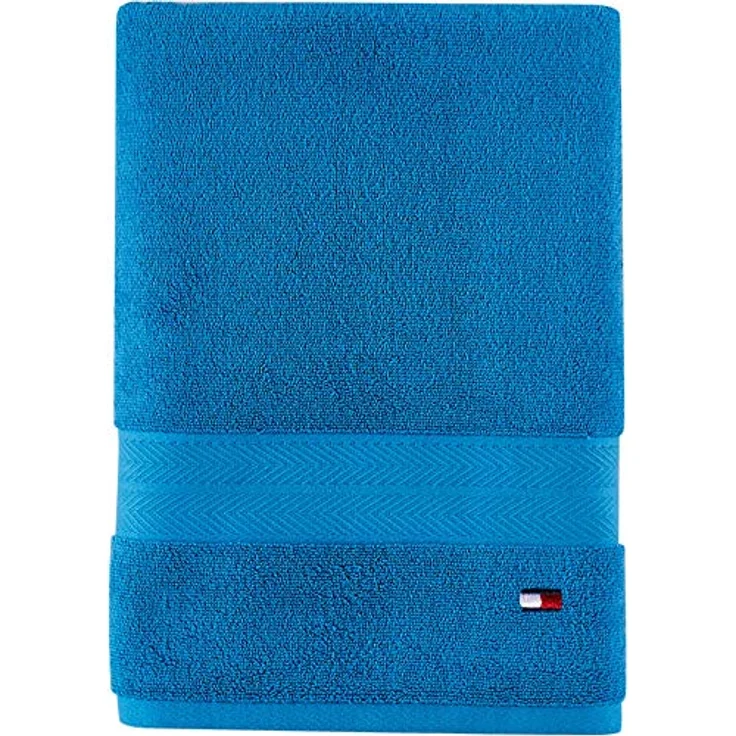 Tommy Hilfiger Einfarbiges Badetuch, 76,2x137,2 cm, 100% Baumwolle, 574 g/m², Blau – Bild 2
