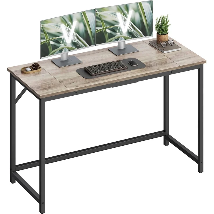 VASAGLE Tisch, Computertisch, Bürotisch, 120 x 50 x 76 cm | Für Arbeitszimmer, Schlafzimmer, Wohnzimmer, Heather Greige-Mattschwarz, BARNET Kollektion LWD039B02