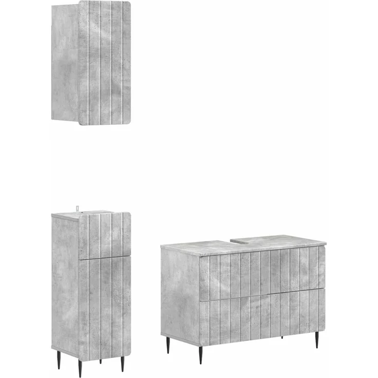 vidaXL 3-teiliges Badezimmer-Schranksystem ZWOLLE Betongrau 3417759 – Bild 2