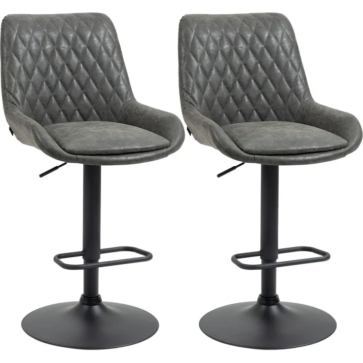 Barhocker Küchenhocker Designhocker, höhenverstellbar, mit Fußstütze, 51 cm x 59 cm x 117 cm, Dunkelgrau + Schwarz--Dunkelgrau--117x59x51cm--YOUDENOVA