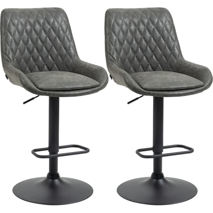 Barhocker Küchenhocker Designhocker, höhenverstellbar, mit Fußstütze, 51 cm x 59 cm x 117 cm, Dunkelgrau + Schwarz--Dunkelgrau--117x59x51cm--YOUDENOVA – Bild 1