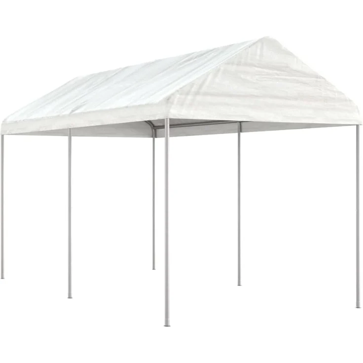 Gartenpavillon, Pavillon mit Dach Weiß 4,46 x 2,28 x 2,69 m Polyethylen – Bild 1