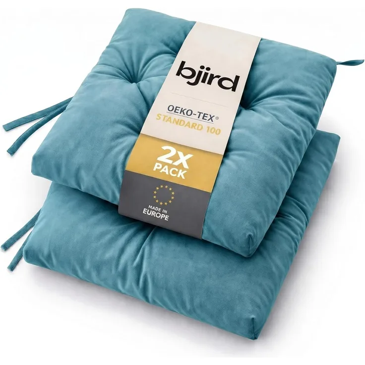 Bjird Stuhlkissen 45x45 cm - Wasserdichtes Gartenkissen für Stühle & Sessel, Wetterfest & Pflegeleicht - Dickes Sitzkissen 6 cm - Outdoor geeignet