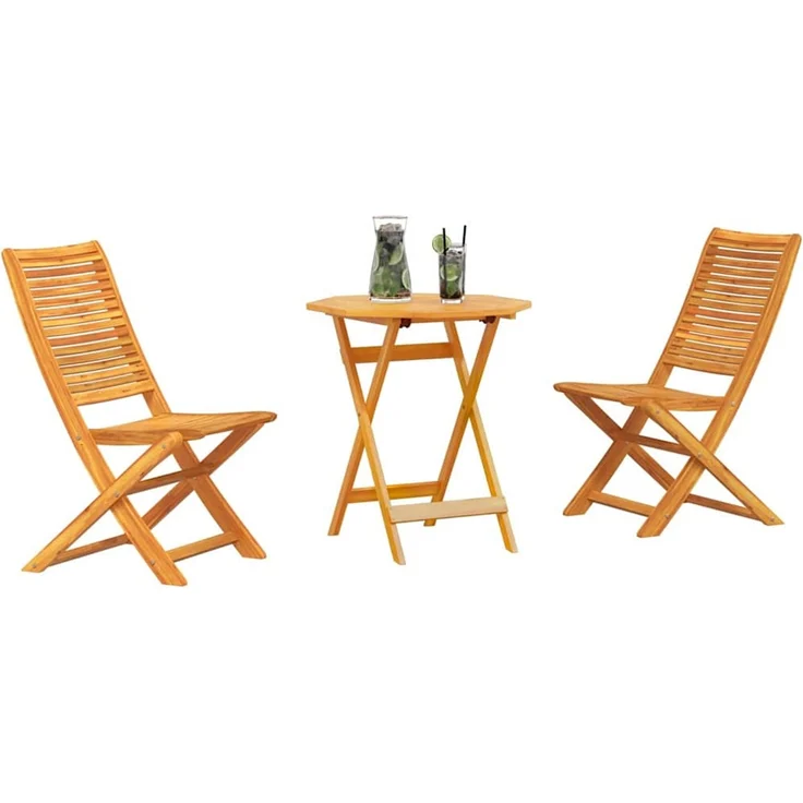 vidaXL Klapp Bistro Set 3 stk. Braun Massivholz Akazie 3375698 – Bild 3