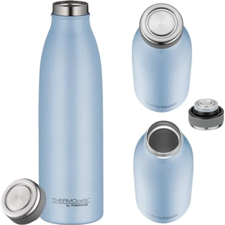 THERMOcafé by THERMOS TC BOTTLE pastell blau matt 0,50l, Edelstahl Isolierflasche kohlensäurefest, 12h heiß 24h kalt, Auslaufsicher, für Schule, Unterwegs & Büro, Pastel Water Mat – Bild 3