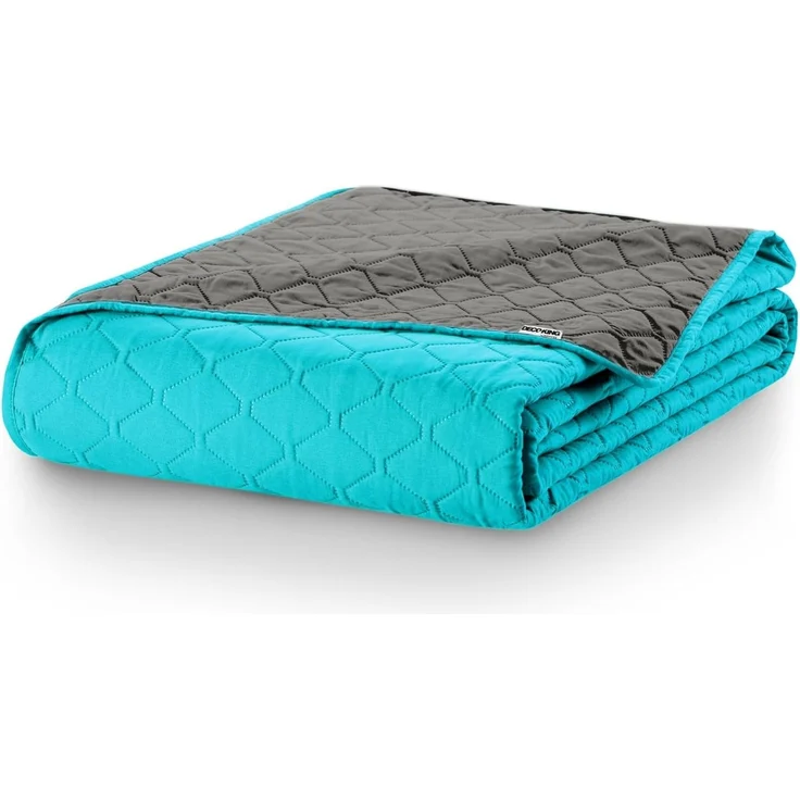 DecoKing 32251 Tagesdecke 260x280 türkis Stahl Silber anthrazit grau Bettüberwurf zweiseitig Steppung pflegeleicht Turquoise Steel Axel – Bild 5
