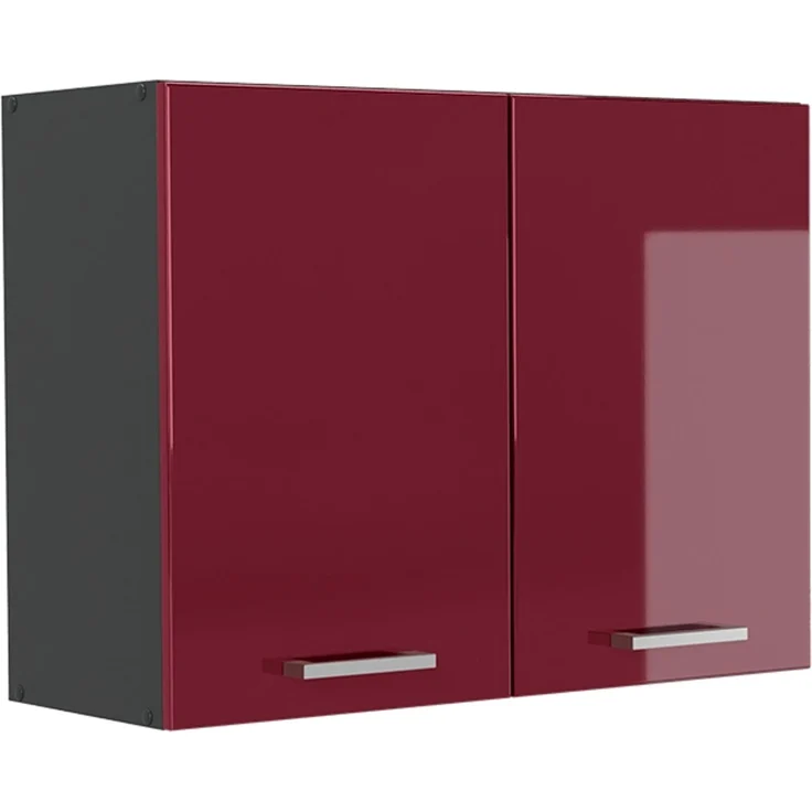 Küchenglasschrank R-Line Rot Hochglanz/Anthrazit 80 cm Vicco – Bild 1