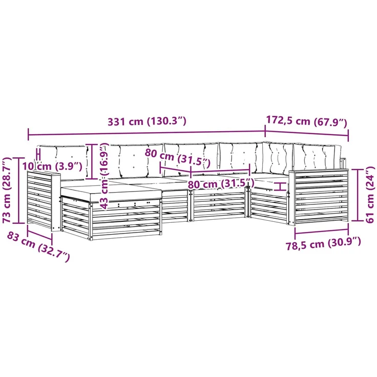 vidaXL Outdoor-Sofagarnitur 6 stk. 6-Sitzer Weiß und Anthrazit 3390772 – Bild 9