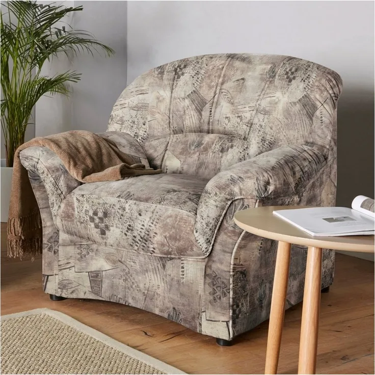 DOMO collection Sessel Bahia belastbar bis 140kg/ Sitz, Microfaser MELROSE®, mocca