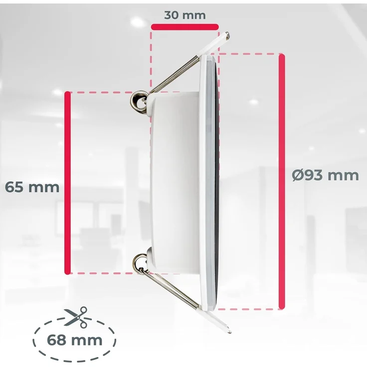 B.K.Licht - 6er Set LED Einbaustrahler 230V mit Nachtlichtfunktion, Flächen und Ringe sep. schaltbar, Speicherfunktion, LED Spot, flach, Deckenspots, Einbauleuchten, 68mm, 93x30 mm, Schwarz – Bild 7
