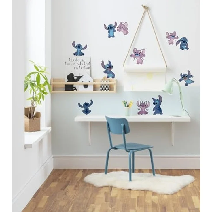 Komar Wandtattoo Stitch and Angel Happy - Größe 50 x 70 cm (12 St), Künstler: Komar, selbstklebend, Wandsticker, Kinderzimmer – Bild 1