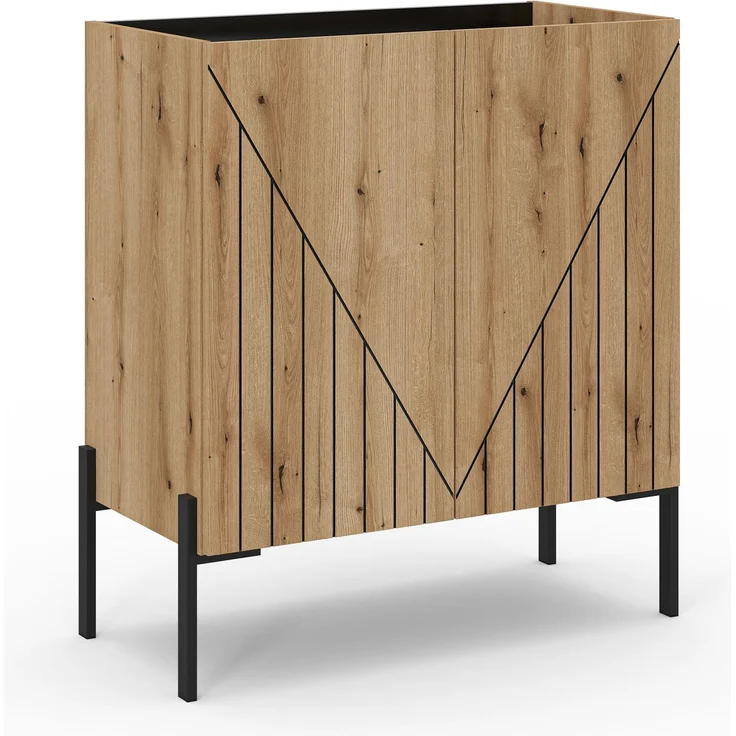 Kommode B/H/T: 80x91x40 cm in Evoke Oak Nachbildung und schwarz