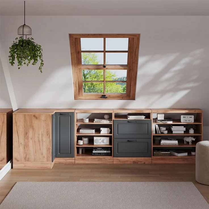 Dachschrägenschrank Eckschrank Rion Anthrazit Landhaus 75.6 x 81.6 cm mit 1 Tür, Schrankkorpus 60 cm Tiefe Vicco – Bild 3