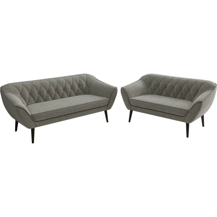Skandinavisches Sofa Set PIRS 3-2, Komplettset, Wellenfederung, schwarze Füße, Sitzgruppe, Polstermöbel Set - Grau Stukture – Bild 8