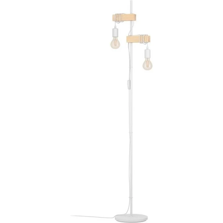 EGLO Stehlampe Townshend Stehlampe, Standlampe, Vintage, Industrial, Retro, Holz, E27, Ein-/Ausschalter, ohne Leuchtmittel, Stehleuchte - L20,5 x B25 x H166,5 cm - weiß - 2X10W exkl. – Bild 3