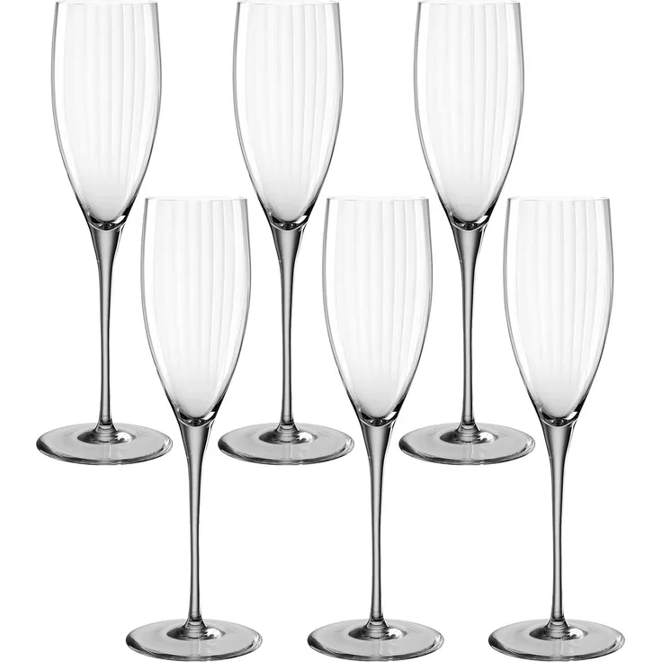 Leonardo Poesia Sektglas 6er Set, spülmaschinengeeignetes Champagnerglas, Höhe 25 cm, 250 ml, grau, 022381