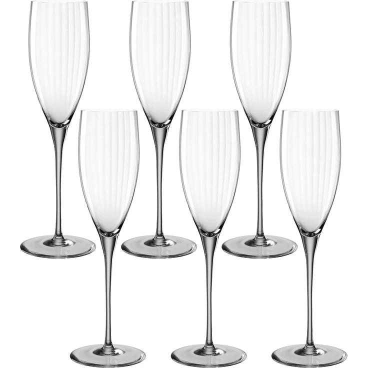 Leonardo Poesia Sektglas 6er Set, spülmaschinengeeignetes Champagnerglas, Höhe 25 cm, 250 ml, grau, 022381 – Bild 1