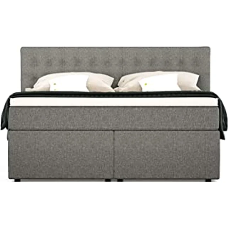 Betten Jumbo King Boxspringbett 160x200 cm 7-Zonen TFK Härtegrad H3 und Visco-Topper | Farbe Hellgrau | div. Größen verfügbar – Bild 5