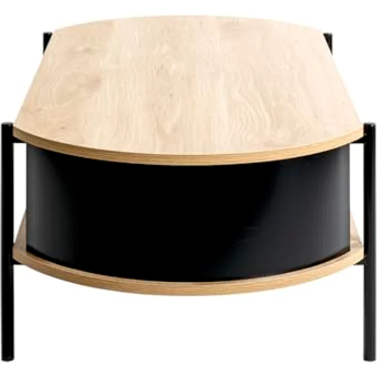 XXXL Couchtisch, oval, schwarz, Eiche, Metall, Holzwerkstoff, 54x37x100 cm – Bild 5