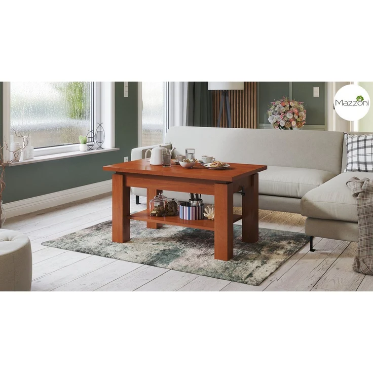 designimpex Couchtisch Couchtisch Astoria Kirschbaum höhenverstellbar ausziehbar Esstisch, Funktionstisch, Wohnzimmertisch, Tisch, Esstisch, Sofatisch – Bild 2
