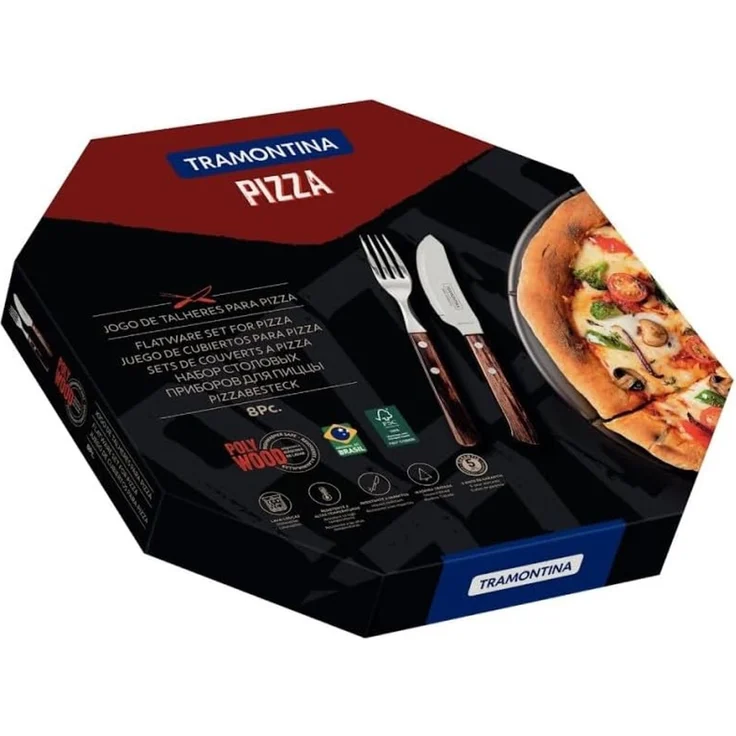 Tramontina Besteck-Set Pizzabesteck Set für 4 Personen - 4x Pizzamesser, 4x Pizzagabeln (8-tlg), 4 Personen, Edelstahl, 8-tlg, rostfreier Edelstahl, FSC, spülmaschinenfest – Bild 5