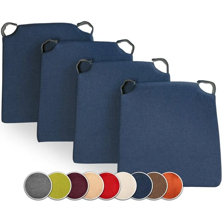 sunnypillow Stuhlkissen 4er Set Kissen Maße: 42 (vorne), 35 (hinten) x 40 x 5 cm – Bild 1