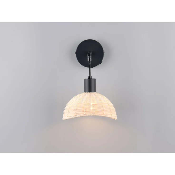 Wandleuchte CALVI mit Schalter & Rattan Lampenschirm, Höhe 26,5cm – Bild 6