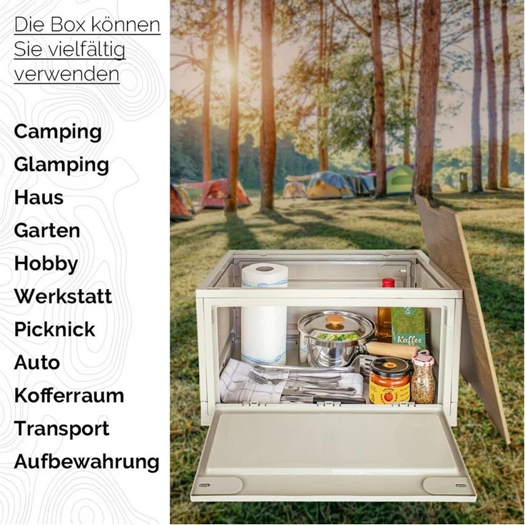 Trucky Faltbox Storage Box 45 L Camping Klappbox Klappkiste faltbar 50x35x29 cm Beige – Bild 3