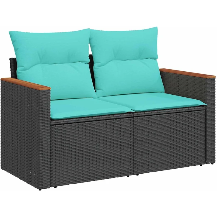 vidaXL Sofa Set 5 stk. Schwarz und Blau Polyrattan und Stahl 3447933 – Bild 3