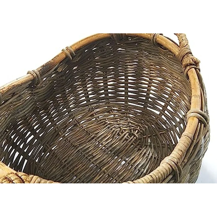 Kobolo Aufbewahrungskorb Korb aus Rattan kubu grey mit Seilgriff oval – Bild 5